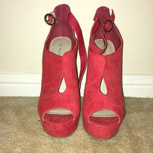 Jacklyn Orange/Red Platform Stilettos